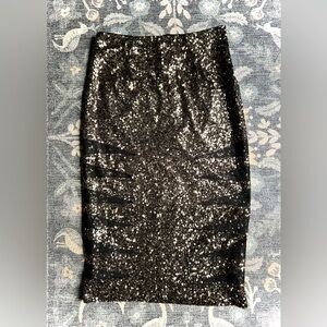 Mark + James Badgley Mischka Black and Gold Sequin Pencil Skirt